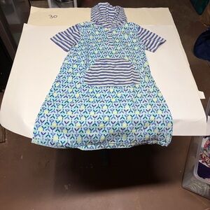 Hanna Andersson Blue and Purple Striped Hooded Dress